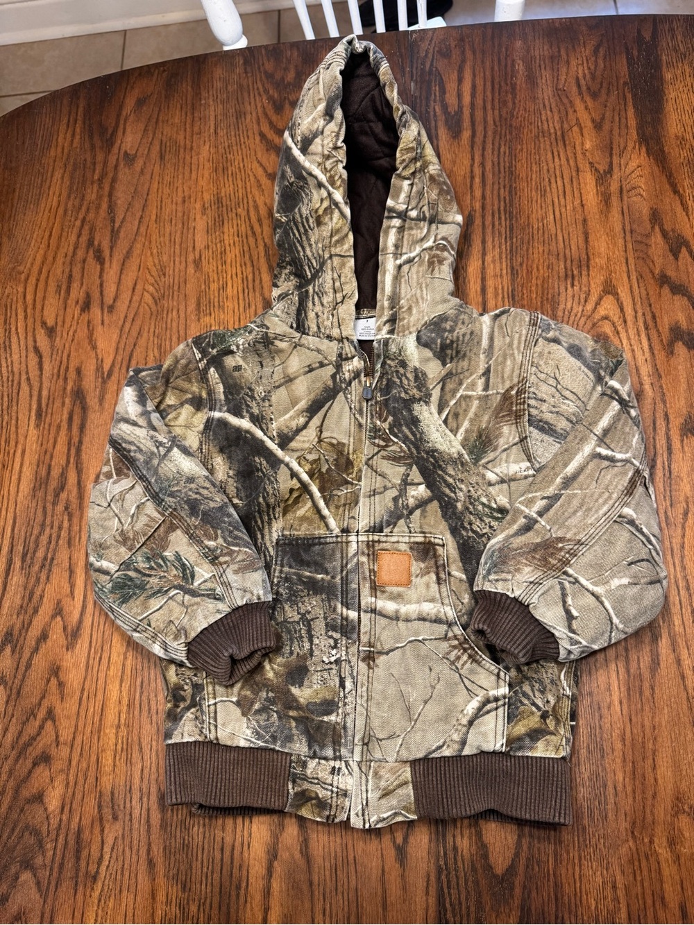 Carhartt Realtree Camo Canvas Quilted Hooded Jacket Youth Size 7 Outdoor